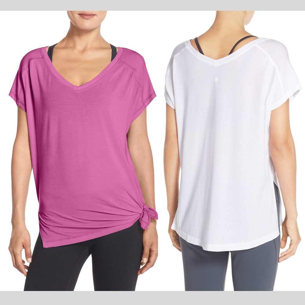 NWT Zella The Peace Side Tie Tee Top in Pink Cyclamen [SZ‎ Medium ] Sport